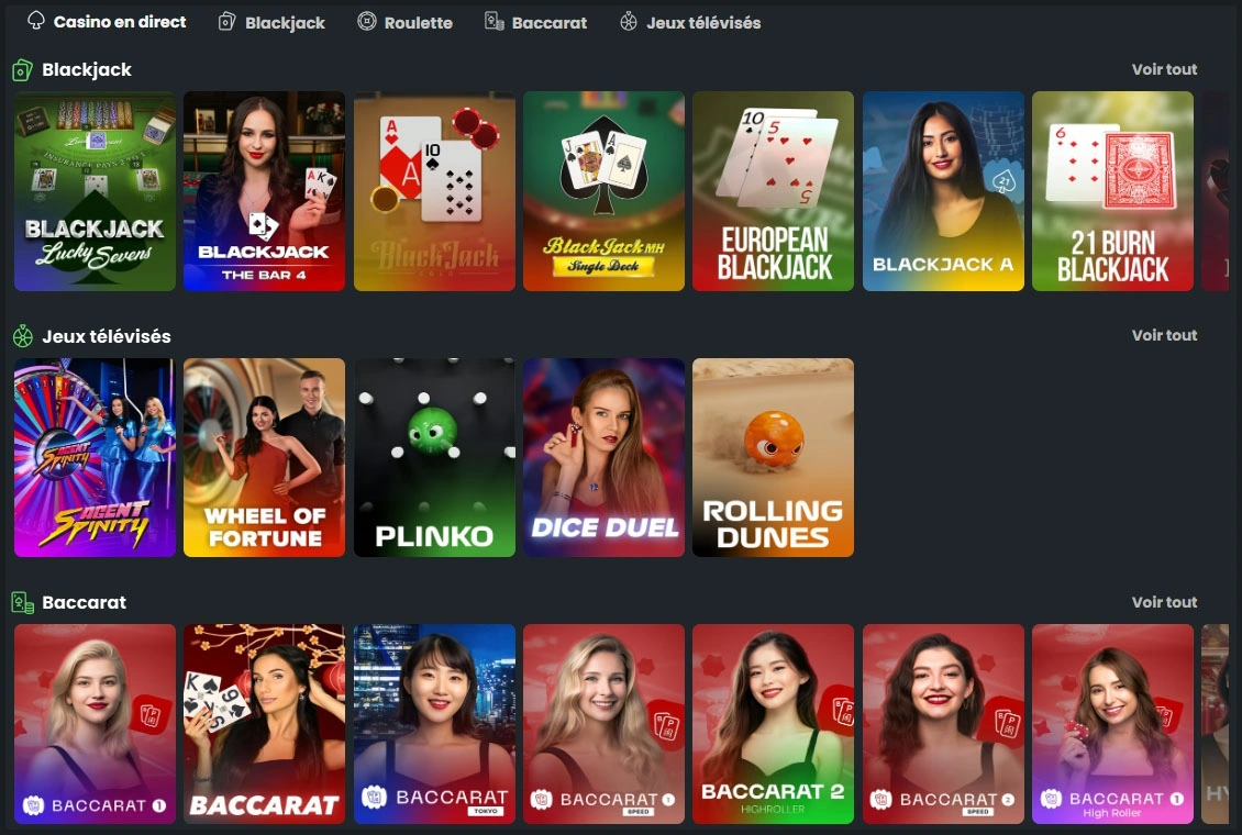 Duide complet du casino en direct sur Winningz